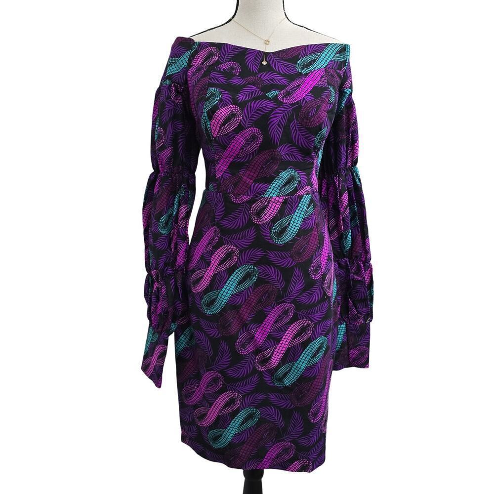 Womens Tailored Off Shoulder Dress L/XL SweetheartNeck Puffer Sleeves Whimsigoth